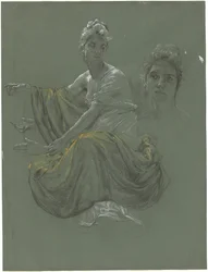 Elegante junge Frau in klassischer Drapierung
