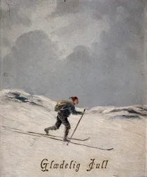Skifahrer (Frohe Weihnachten), ca. 1880