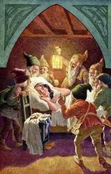Schneewittchen und die sieben Zwerge, ca. 1900 (Illustration)