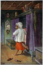 Der Wolf verkleidet sich als Großmutter, ca. 1910 (Postkarte)