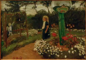 Elsbeth im Garten mit Glaskugel