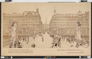 Vindobonabrücke / Projekt für den Neubau der Brücke Rothenthurmstraße - Lilienbrunng. „Centralperspektive“