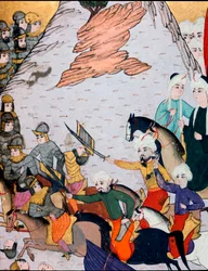 Osmanisches Reich: Zusammenstöße zwischen der Armee von Sultan Bayezid I. und der französisch-ungarischen Allianz während der Schlacht von Nikopolis am 25.09.1396