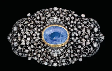 Osmanische Brosche mit Diamanten und Saphiren