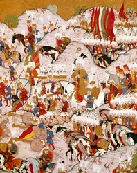 Darstellung der Schlacht von Mohács (1526) (Detail, Miniatur)