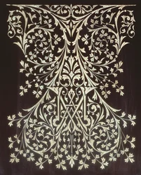Vitrine, Detail des eingelegten Paneels