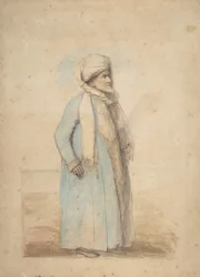 Bärtiger Mann in orientalischem Kostüm