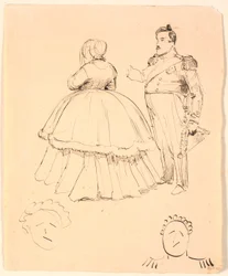 Karikatur von Frederik VII und Gräfin Danner; unten von Christian VIII.