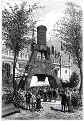 Weltausstellung in Paris 1878: der Le Creusot-Dampfhammer im Champs-de-Mars, 1878