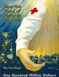 Haltet diese Hand der Barmherzigkeit bei der Arbeit, Kriegsfondswoche, Hundert Millionen Dollar, ca. 1917-20