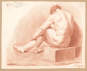 Sitzender männlicher Akt, von hinten gesehen (2. Preis 1809)