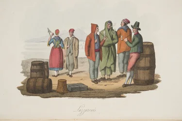 Lazzaroni aus Italian Scenery, Darstellung der Sitten, Bräuche und Vergnügungen der verschiedenen Staaten Italiens, veröffentlicht 1806