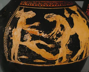 Frauen beim Baden. Rotfigurige Amphore