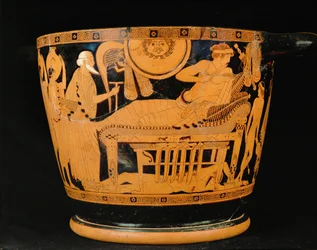 Trojanischer König Priamus bittet Achilles um den Leichnam seines getöteten Sohnes Hector