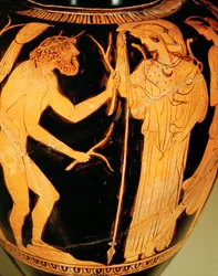 Odysseus und Athene beim Treffen mit Nausikaa