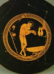 Läufer mit Turnschuhen und Waschbecken