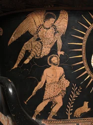 Detail eines lukanischen Kelchkraters, ca. 400 v. Chr. (Keramik)