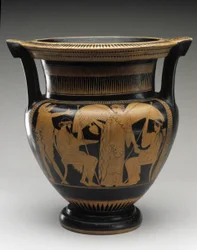 Rotfigurige Säulenkrater mit Szene von Zeus und Hera, 480-460 v. Chr.