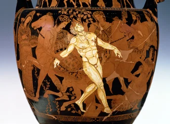 Attischer rotfiguriger Volutenkrater, der den Tod des bronzenen Riesen Talos darstellt
