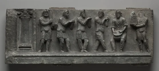Bacchanalisches Relief, Pakistan, Gandhara, Buner-Gebiet, frühe Kushan-Periode (AD 1-320)