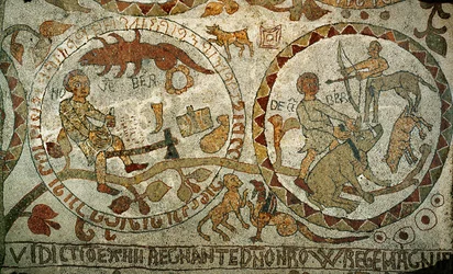 Die Tierkreiszeichen vom Mosaikboden der Kathedrale von Otranto, Süditalien