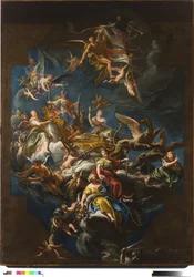 Ligurischer allegorischer Wagen, gezogen von Greifen und gelenkt von Klugheit