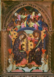 Die Krönung der Jungfrau. Gemälde von Paolo Veneziano (aktiv zwischen 1320 und 1362)