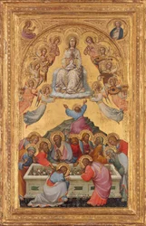 Die Himmelfahrt der Jungfrau mit Büsten des Erzengels Gabriel und der Jungfrau, ca. 1400-1405