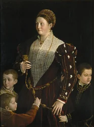 Porträt von Camilla Gonzaga di San Secondo und ihren drei Söhnen