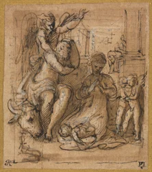 Die Geburt Christi mit dem Traum von Joseph, ca. 1527-1530