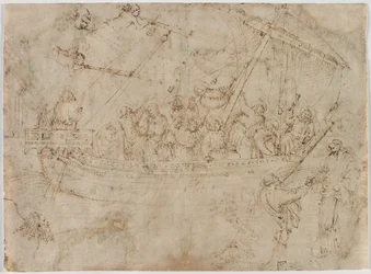 Navicella recto Zwei Zeichnungen von Schiffen verso, um 1410er Jahre