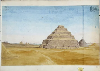 Blick auf die Pyramiden von Sakarra. Ägypten Januar 1819