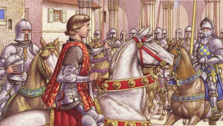 Lorenzo de Medici inspiziert loyale Soldaten auf der Piazza della Signoria in Florenz