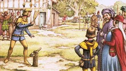 Trap-Ball, wie es von Chaucers Pilgern beobachtet worden sein könnte