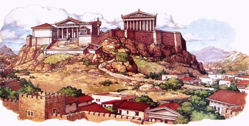 Die Akropolis oder antike Zitadelle von Athen im 5. Jahrhundert