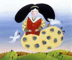 Mädchen mit Vögeln - Illustration von Patrizia La Porta