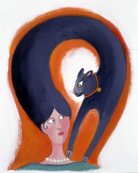 Frauenfrisur, die sich in eine Katze verwandelt - Illustration von Patrizia La Porta