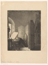 Rembrandt radierend in seinem Atelier