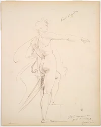 Studie von Apollo für Marsyas (recto), Gesicht im Profil (verso), späte 1860er Jahre