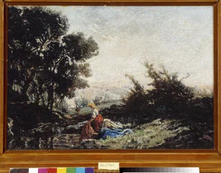Wäscherin am Bach, 19. Jahrhundert (Öl auf Leinwand)