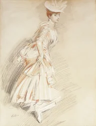 Eine elegante Dame, stehend in voller Länge