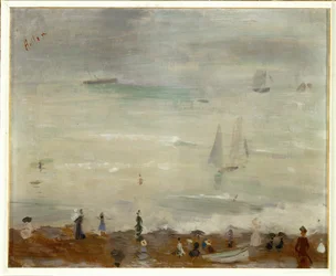 Am Strand, Dieppe, Impression, graues Meer