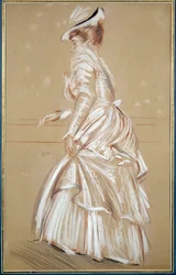 Porträt einer Frau in Weiß, Zeichnung von Paul Helleu, 20. Jahrhundert, Bayonne, Musee Bonnat