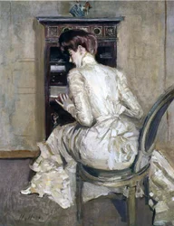 Die Frau des Künstlers an ihrem Sekretär, um 1900