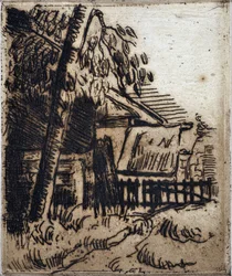 Haus in Auvers-sur-Oise. Radierung von Paul Cézanne
