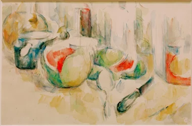Stillleben mit angeschnittener Wassermelone