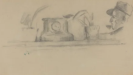 Der Vater des Künstlers und Objekte auf einem Kaminsims [verso], 1877-1881