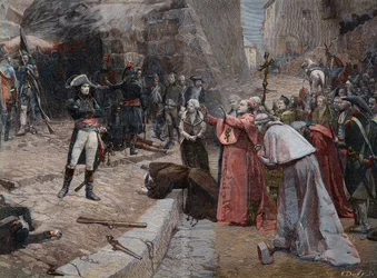 Die Belagerung von Pavia nach dem Gemälde von Boutigny - Erste Koalition: Aufstand der Bevölkerung von Pavia (Italien) gegen die französischen Truppen Napoleons am 23. und 24. April 1796 während des ersten Italienfeldzugs (1796-1797) nach dem Gemälde von P