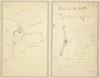 Bretonischer Junge in einer Landschaft; Studie eines Arms [verso]