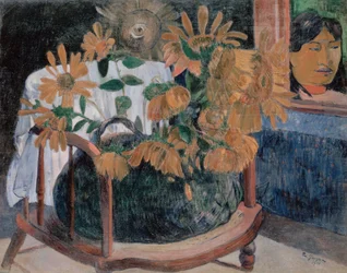 Stillleben mit Sonnenblumen auf einem Sessel (II)
